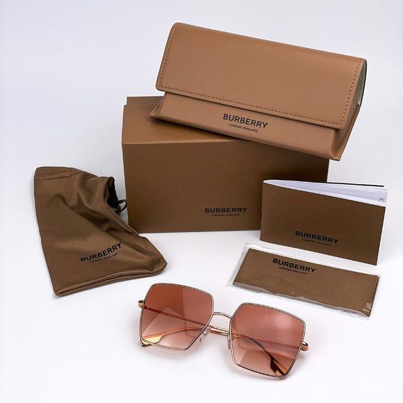 NEW Burberry BE3133 DAPHNE 133713 Gold Pink Gradient Square Women Sungla… - Picture 5 of 11